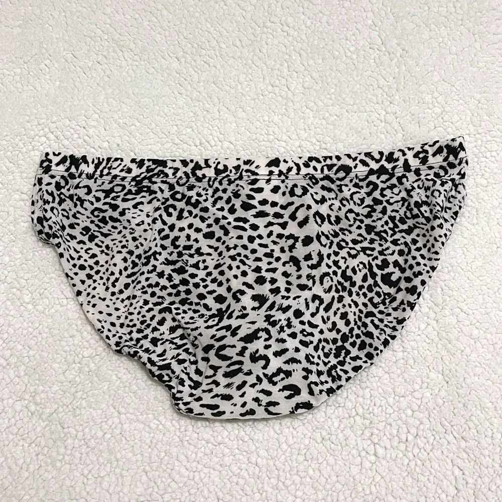 Jockmail Medium (27-30) Leopard Print Brief Black White Low Rise Underwear JM394